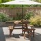 Fir Wood Round Picnic Table Set with 3 Benches and Umbrella Hole